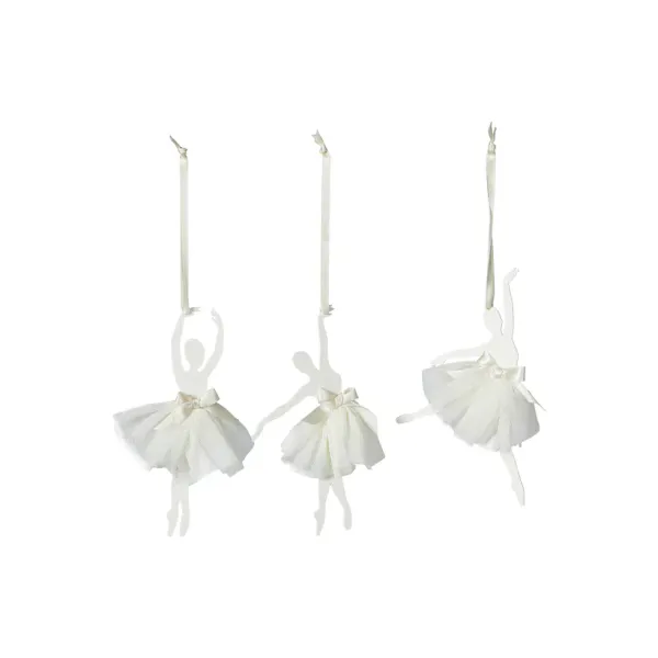 Ballarina 3ass 10x1x17cm - metall - Hvit