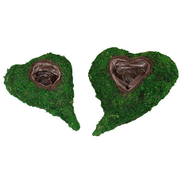 Mosshjärta Med Plantering (12) - Green 38x6,5cm